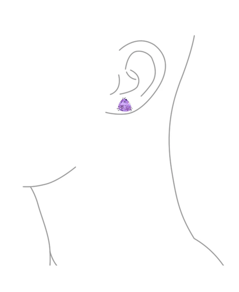 Bling Jewelry Triangle Shape Classic Large Statement 6CT Cz Solitaire Clip On Stud Earrings Rhodium Plated Brass Non Pierced 12MM