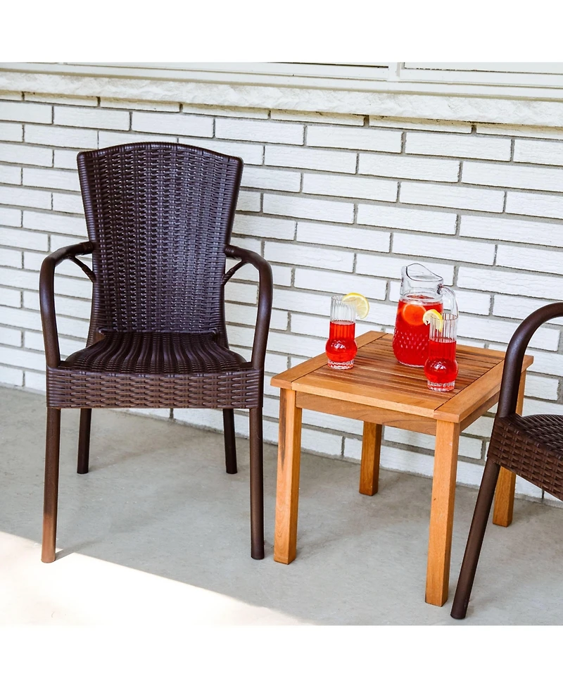 Faux Wood Design Plastic All-Weather Commercial-Grade Segesta Indoor/Outdoor Patio Dining Chair