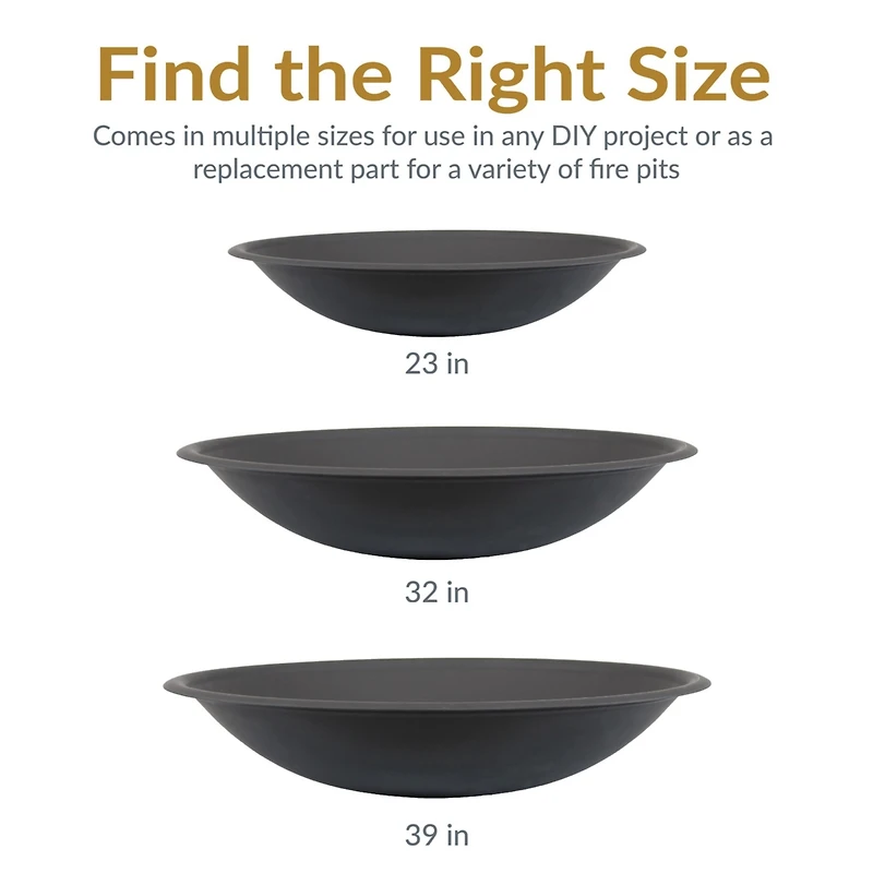 Outdoor Camping or Backyard Replacement Round Steel with Heat-Resistant Paint Finish Fire Pit Bowl - Black