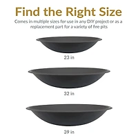 Outdoor Camping or Backyard Replacement Round Steel with Heat-Resistant Paint Finish Fire Pit Bowl - Black