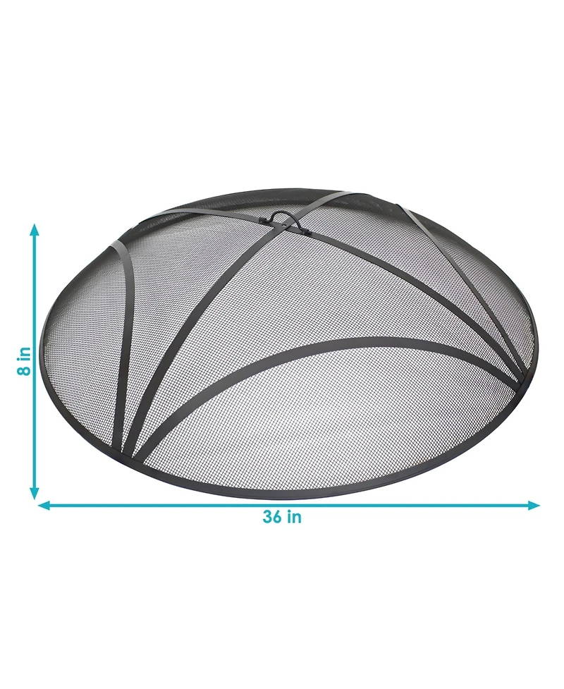 Outdoor Heavy-Duty Reinforced Steel Round Fire Pit Spark Screen with Ring Handle