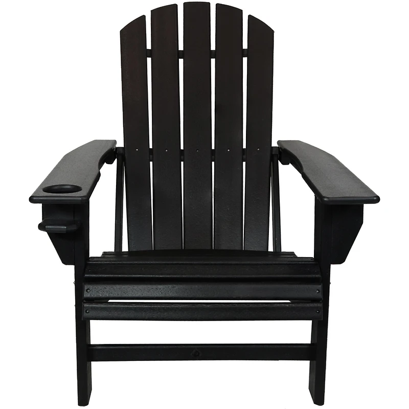 Adirondack Chair with Cup Holder - Outdoor All-Weather for the Fire Pit, Patio, Campsite, or Yard 300-Pound Capacity White