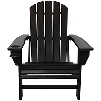 Adirondack Chair with Cup Holder - Outdoor All-Weather for the Fire Pit, Patio, Campsite, or Yard 300-Pound Capacity White