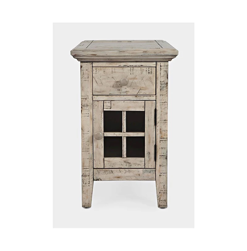 Rustic Shores Distressed Acacia Usb Charging Chairside End Table