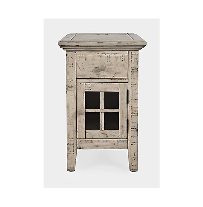 Rustic Shores Distressed Acacia Usb Charging Chairside End Table