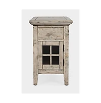 Rustic Shores Distressed Acacia Usb Charging Chairside End Table