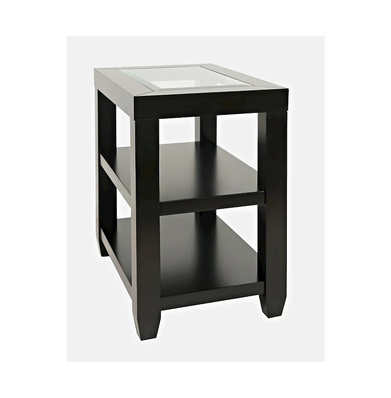 Urban Icon Contemporary Glass Inlay Chair Side End Table with Storage