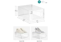 Songmics Home Stackable Clear Shoe Storage Boxes, Pack of 12, Transparent and White