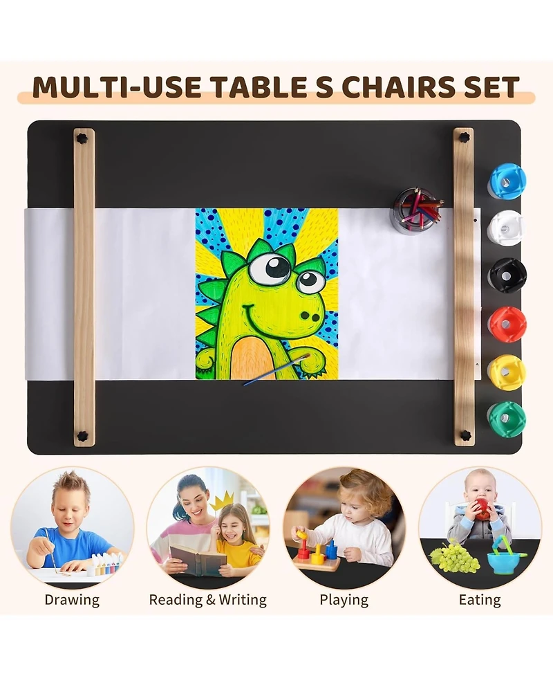 Kids Art Table and 2 Chairs,Toddler Craft and Play Wood Activity Table with Storage Bins, Drawing Desk, Kids Activity Table and Study Table, Activity