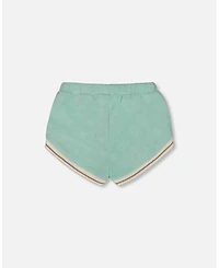 Deux par Toddler Girls Terry Cloth Short Turquoise And Beige - Toddler|Child