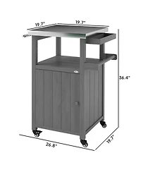 Outsunny Grill Cart, Kitchen Island with Stainless Steel Top, Dark