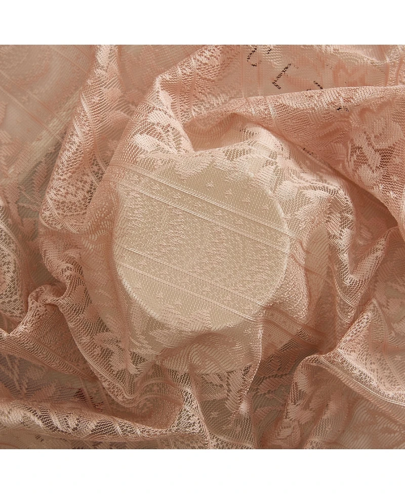 Hlc.me Sophia Floral Rod Pocket Lace Semi Sheer Voile Short Cafe Tiers for Small Windows - 28 x 36 Inch Length (Blush Pink Tiers, Set of 2)