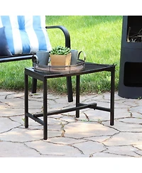 Outdoor Lightweight and Portable Metal Patio Side End Table or Backless Bench Seat with Mesh Top - 23"
