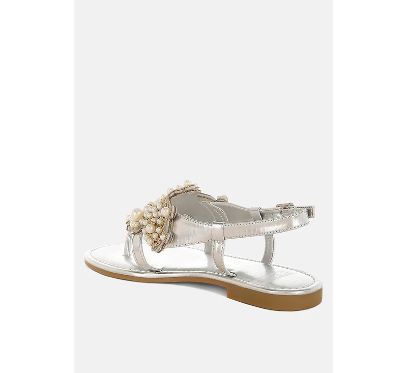 Opazie Metallic Pearl Embellished Flats