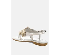 Opazie Metallic Pearl Embellished Flats