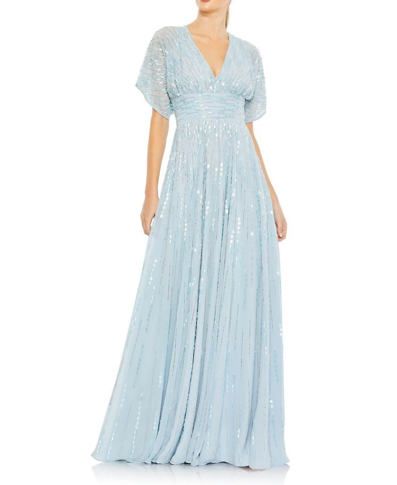 Mac Duggal Women's Embellished V Neck Evening Gown