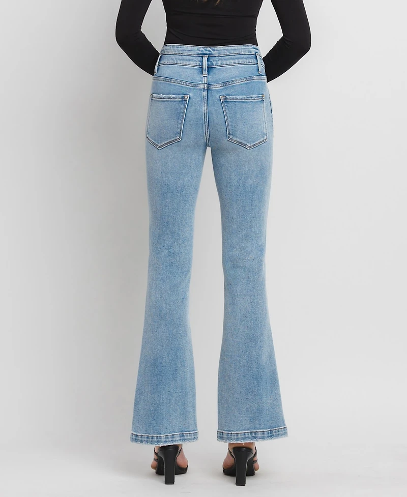 Flying Monkey Women's High Rise Split Hem Flare Jeans