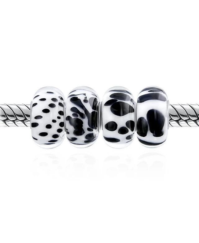 thumbnail image 2 of Sterling Silver Murano Glass Charm Beads - Mixed Set Of 5 Floral Rose Beads For European Bracelets 2 of 12