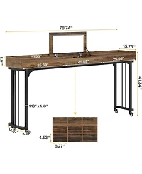 Tribesigns Overbed Table with Wheels, Mobile Computer Desk Makeup Vanity Desk with Storage, Standing Laptop Cart, Over Bed Makeup Table with Mirror, V