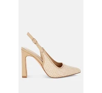 Alzbeta Raffia Pointy Toe Slingback Pumps