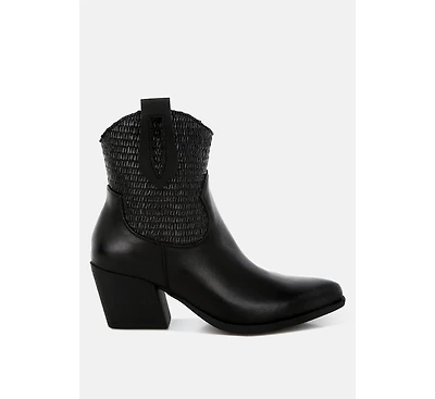 Big Mood Raffia & Faux Leather Cowboy Boots
