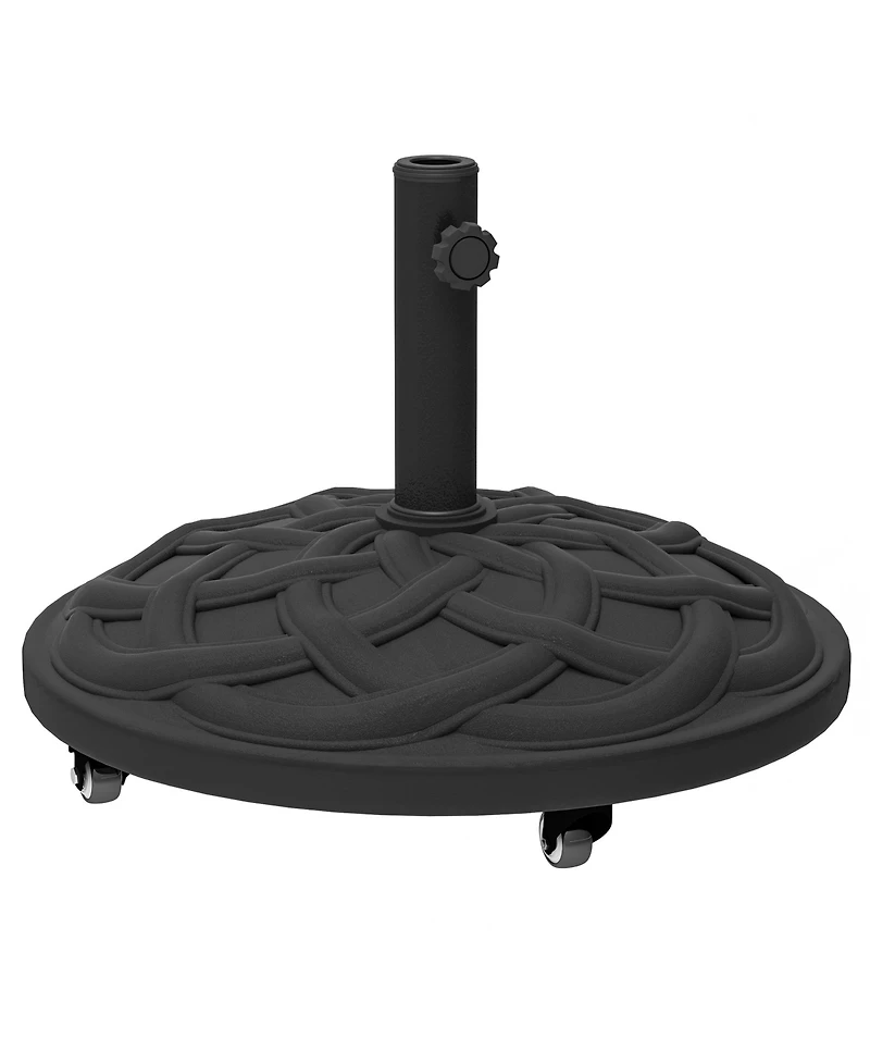 Outsunny Round Patio Umbrella Base with Wheels, 44 lbs Resin Umbrella Sd