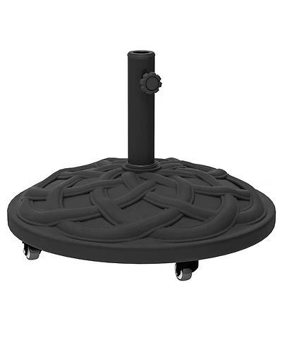 Outsunny Round Patio Umbrella Base with Wheels, 44 lbs Resin Umbrella Sd