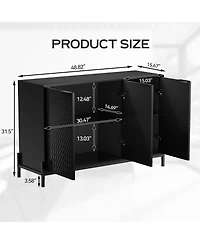 Modern Storage Cabinet with Adjustable Shelves, 49IN Accent 3 Doors, Decorative Cabinets for Living Room, Kitchen, Office