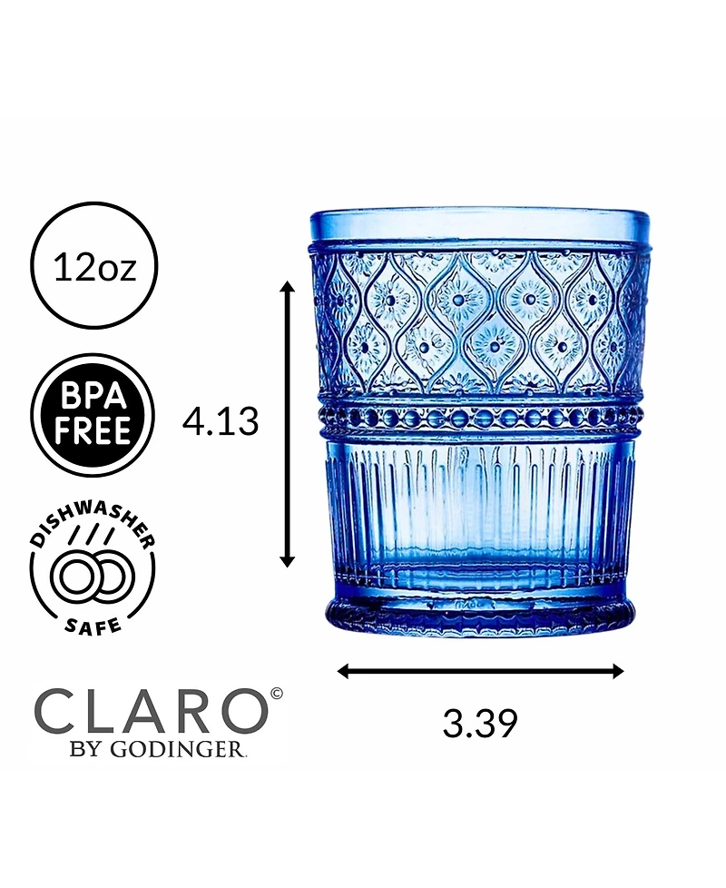 Godinger Claro Double Old-Fashioned Glasses, Set of 4