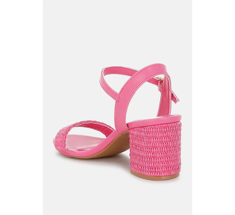 Tulata Raffia Pin Buckle Block Heels