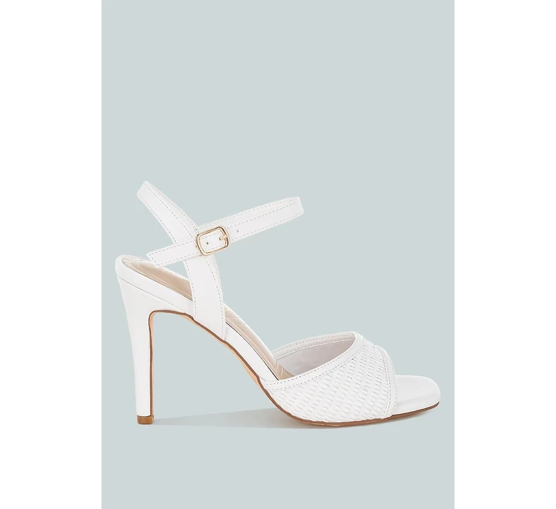 Vilasta Raffia Square Toe Stiletto Heels