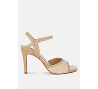 Vilasta Raffia Square Toe Stiletto Heels