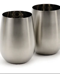 Rsvp International Stemless Stainless Steel Wine Glasses, Set of 2