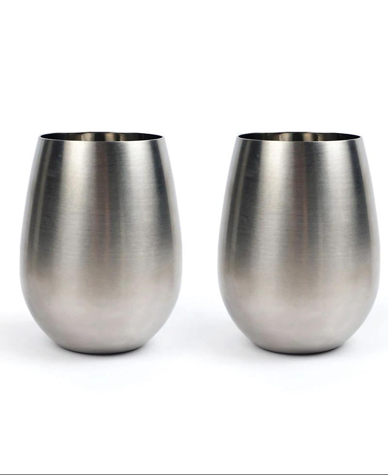 Rsvp International Stemless Stainless Steel Wine Glasses, Set of 2