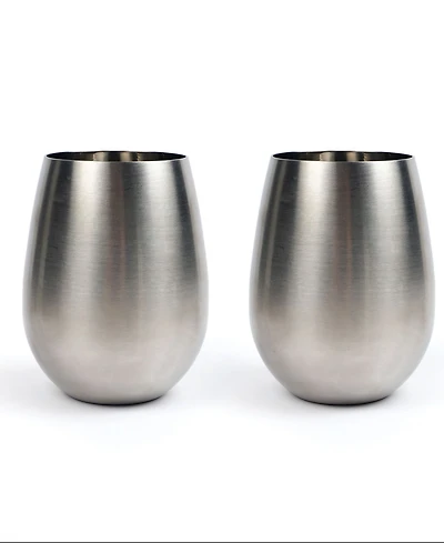 Rsvp International Stemless Stainless Steel Wine Glasses, Set of 2