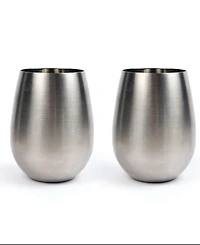 Rsvp International Stemless Stainless Steel Wine Glasses, Set of 2