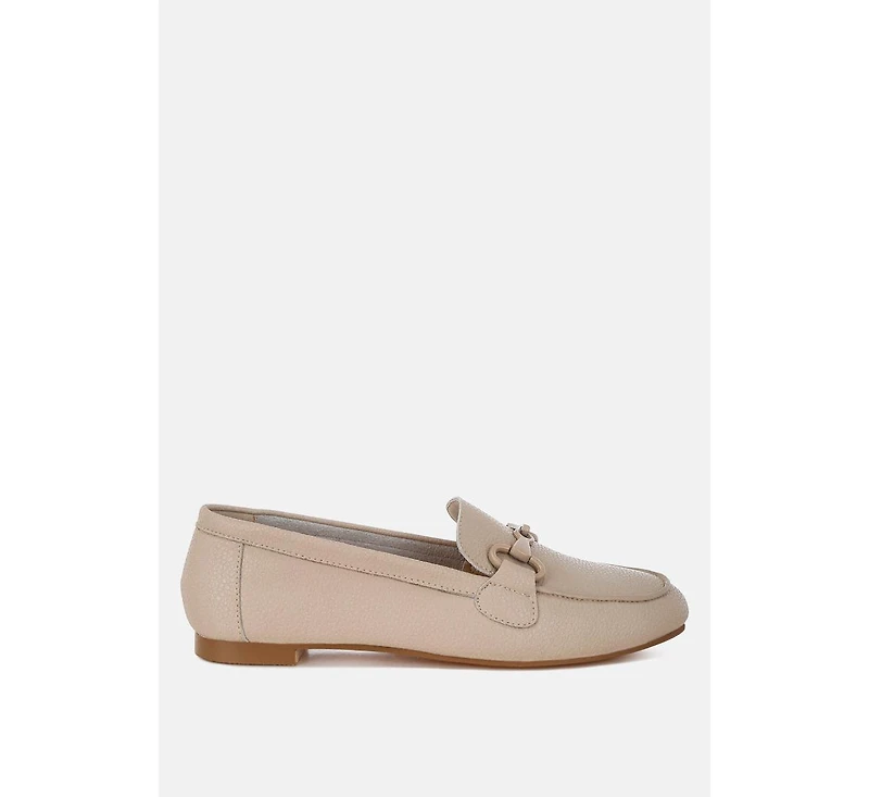 Taranis Monochromatic Horsebit Real Leather Loafers