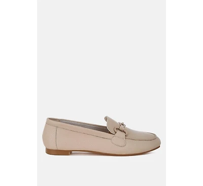 Taranis Monochromatic Horsebit Real Leather Loafers