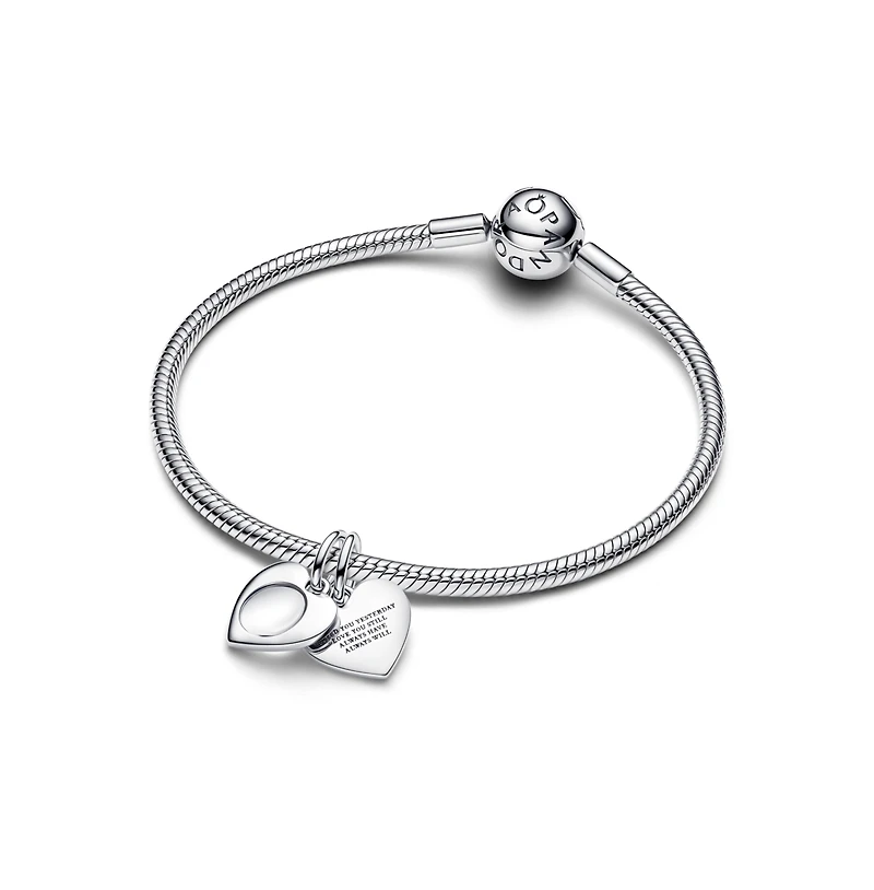Pandora Engravable Heart Magnifying Glass Double Dangle Charms