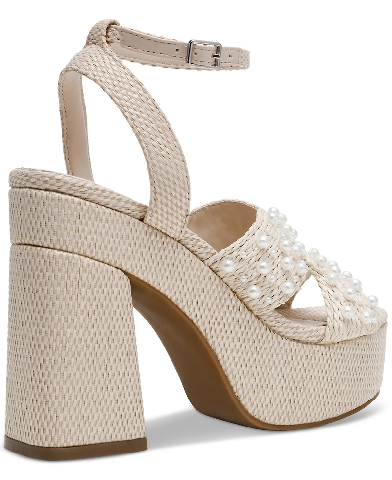 Dv Dolce Vita Women's Waylan Raffia Platform Crossband Dress Sandals