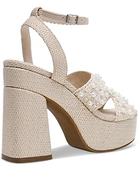 Dv Dolce Vita Women's Waylan Raffia Platform Crossband Dress Sandals