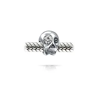 Bling Jewelry Halloween Skeleton Skull Charm Bead with Cz Eye Sterling Silver European Bracelet