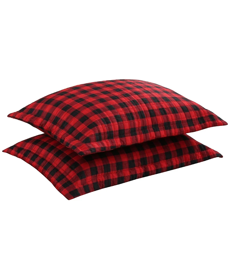 MarCielo Buffalo Pillow Sham Microfiber Pillow Shams Red and Black-King