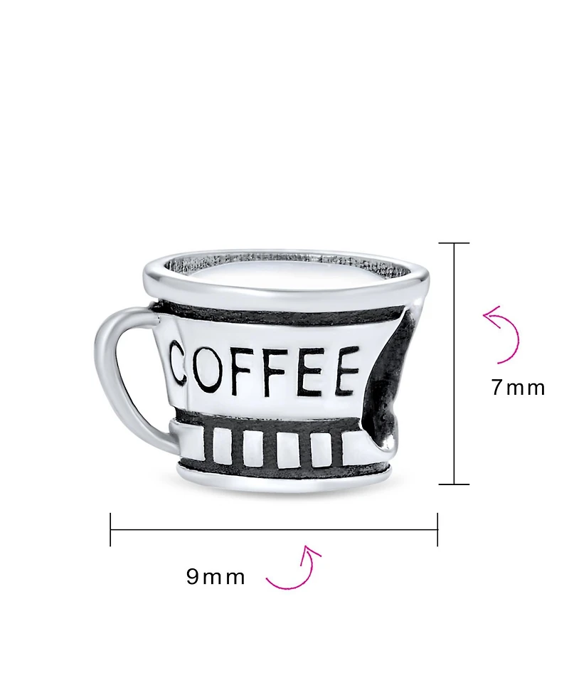 Bling Jewelry Latte Coffee Charm Bead Student Sterling Silver European Bracelet