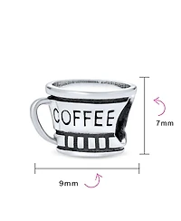 Bling Jewelry Latte Coffee Charm Bead Student Sterling Silver European Bracelet