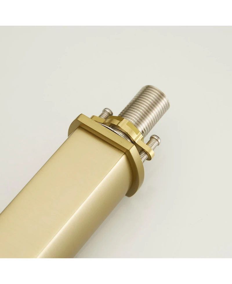 Waterfall 8 in. Widespread Double Handle Gold Bathroom Faucet Set 3 Holes Vanity Sink With Metal Drain In Brushed Gold
