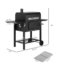 Outsunny Charcoal Grill, Bbq with Adjustable Charcoal Height,