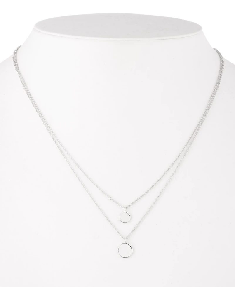 Lauren Ralph Lauren Sterling Silver Disc Pendant Two Row Necklace, 20" + 3" extender