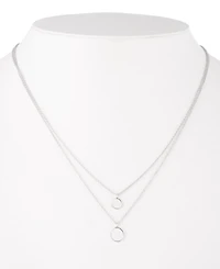 Lauren Ralph Lauren Sterling Silver Disc Pendant Two Row Necklace, 20" + 3" extender