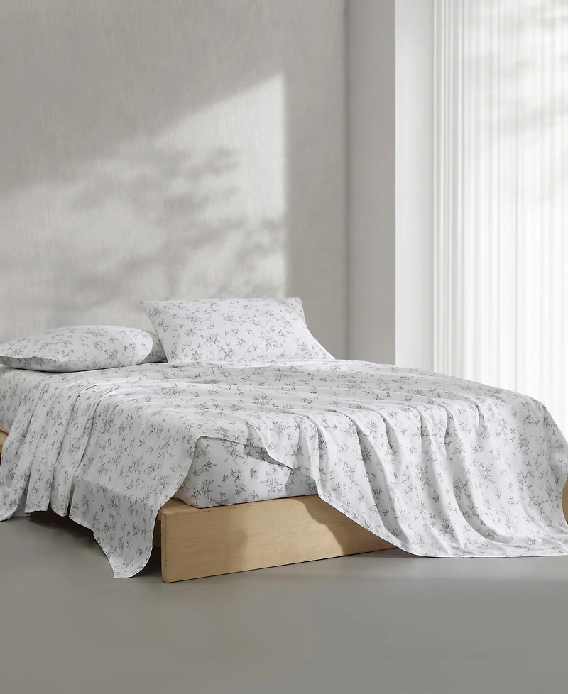 Closeout! Calvin Klein Printed 300-Thread Count Cotton Sateen 4-Pc. Sheet Set, King